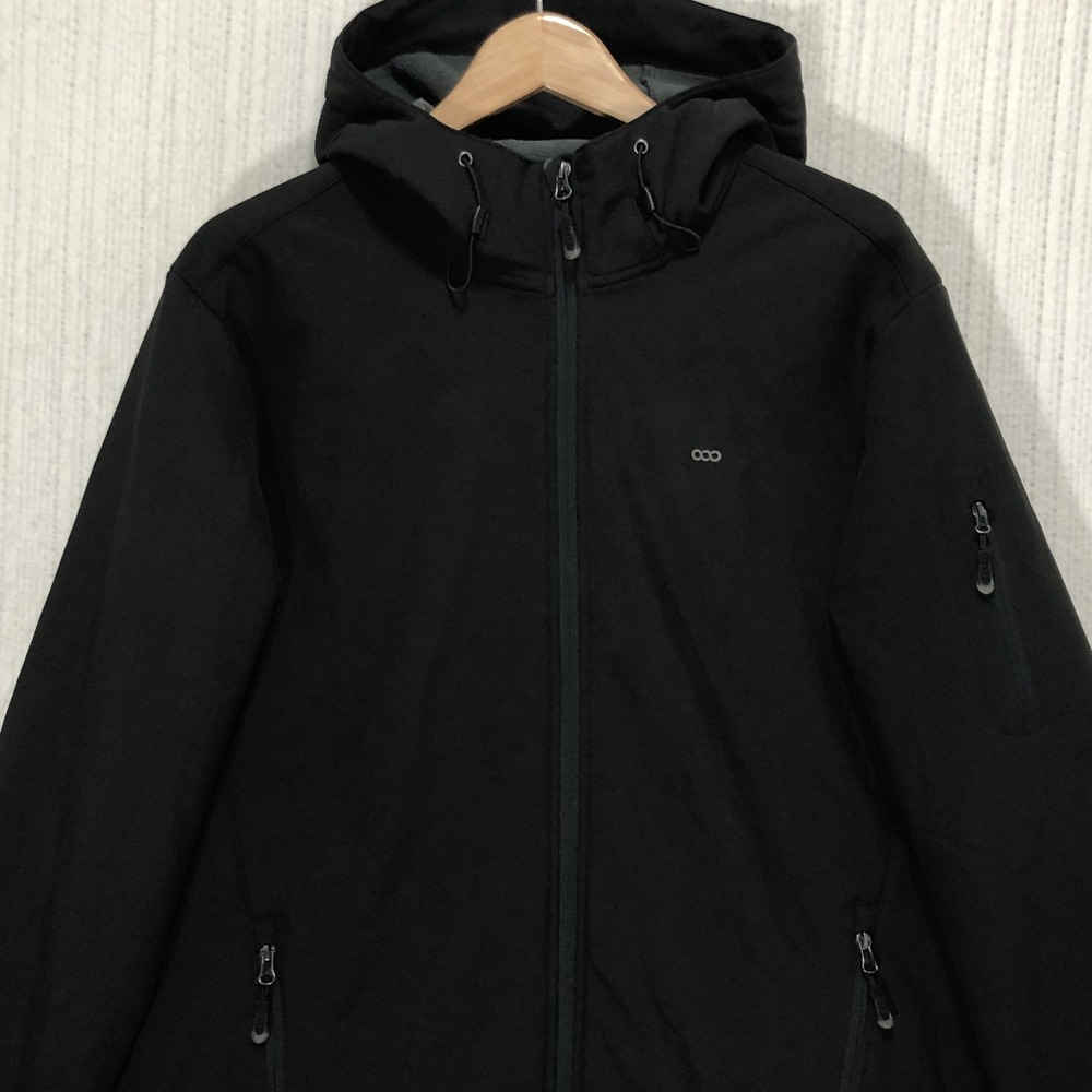 33,000ft Mens‎ Softshell Jacket Black Hooded Fleece Lined 23SF1846-011 Large